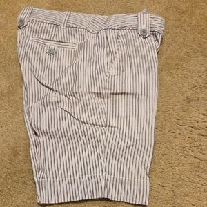 LOFT Striped Flat-Front Women's  Shorts in White, Pink, Black & Light Gray